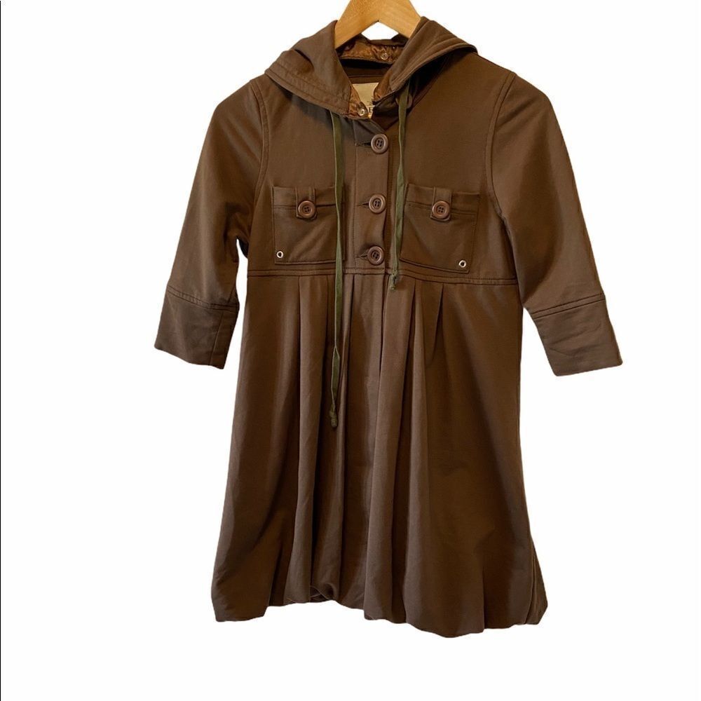 ESLEY Brown Stretch Hooded Short Sleeve Jacket S